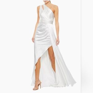 Mac Duggal Ieena Satin Gathered A-Line Gown
